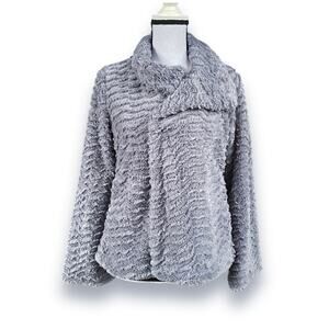 Patagonia Pelage Jacket Sz Small Grey Long Bell Sleeves Faux Fur Shawl Collar